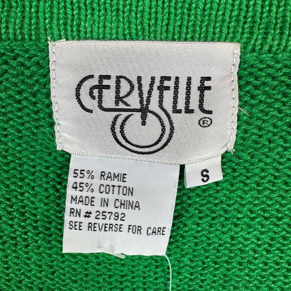 Cervelle Sweater Womens Size S Green Ramie Blend Beaded Embellished Button Front - Picture 4 of 15